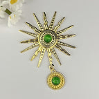 Golden sunflower green beads
