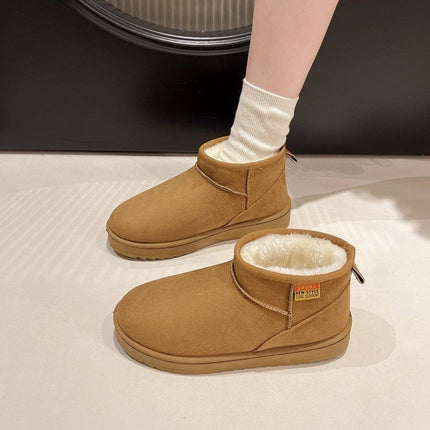 2025 New Snow Boots Large Size Foreign Trade Winter New Flat Short Cotton Shoes with Fleece Thickened Warm Snow Boots