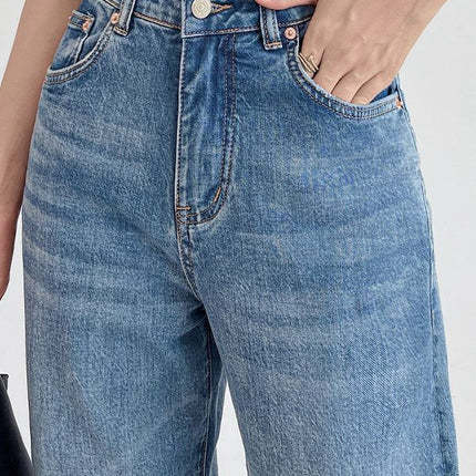 2026 Spring/Summer New Women's Straight-Leg Jeans with High Waist, Loose Fit, Slimming Wide-Leg, Floor-Length Narrow Version