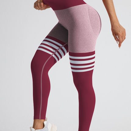 Muyao Cross-Border Striped Outdoor Sports Leggings for Women, High-Waisted, Butt-Lifting Yoga Wear, Quick-Drying Running Sports Fitness Pants