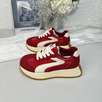 Genuine Leather Women's Sneakers 2025 Autumn New Breathable Fashion Versatile Thick-Soled Height-Increasing Sports Casual Trendy Sneakers
