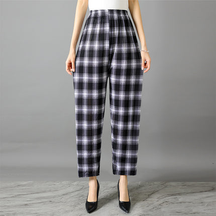 Cross-Border Popular Summer Women's Ice Silk Pants for Middle-Aged and Elderly, Loose Casual Home Pants, Elastic Plus-Size Pants for Square Dancing