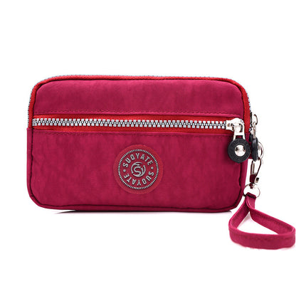 Baigou Supply Lightweight Fashion Mobile Phone Bag Women's Waterproof Nylon Double-Layer Clutch Bag Horizontal All-Match Collection Bag for Generating Hair