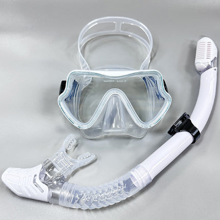 New Large Frame Diving Goggles Breathing Tube Set for Men and Women Waterproof Anti-fog Silicone Mirror Floating Diving Mask Cross-Border