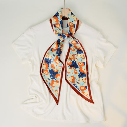 2025 European and American-style Beveled Silk Scarf Cross-border Silk Cashew Dot Long High-end Ribbon Scarf Women's Belt