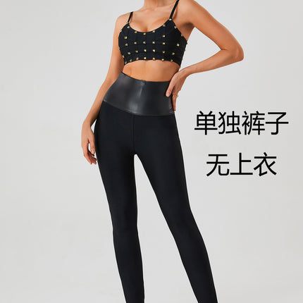 Foreign trade European and American bandage dress pants black outer wear cross-border trousers polyester fiber high elastic tights in stock