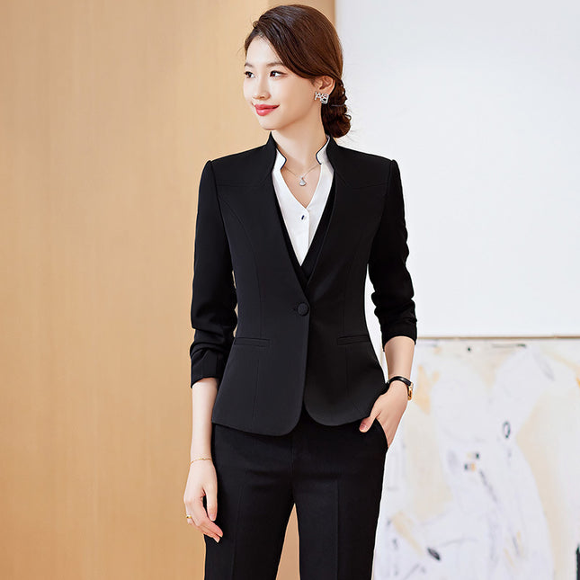 2023 Spring and Autumn New Vest Professional suit Women's Suit Hotel Front Desk Jewelry Store Sales Work Clothes Three-piece Set