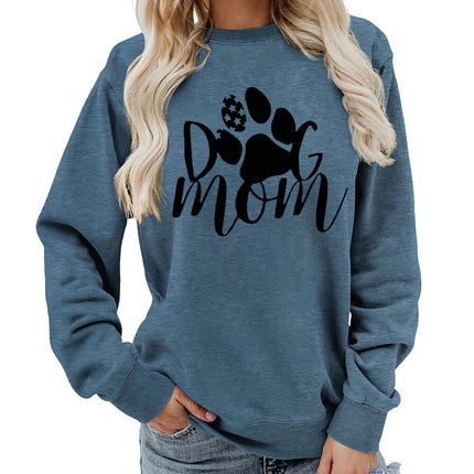 Amazon Source Dog Mom Printed Round Neck Women's Jacket Sweatshirt Autumn and Winter Jacket Casual Loose