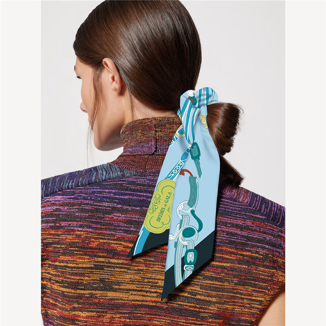 Korean Style Simple Belt Chain Twill Silk Hair Band Hair Accessories Women's All-match Decorative Paytail Tie Headband Hair Band Headwear