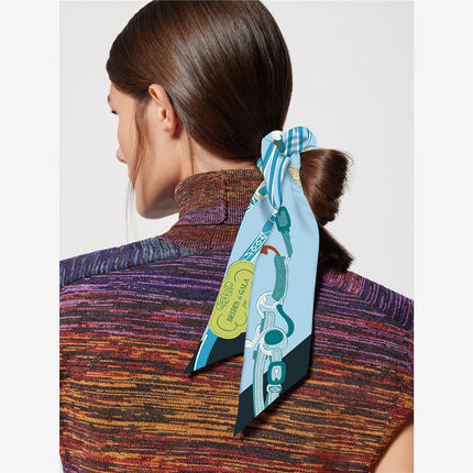 Korean Style Simple Belt Chain Twill Silk Hair Band Hair Accessories Women's All-match Decorative Paytail Tie Headband Hair Band Headwear