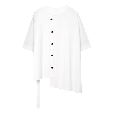Yohji Yamamoto Summer New Style Sunrise Cold Style Asymmetric Short-sleeved Women's Loose Casual Niche Design T-shirt