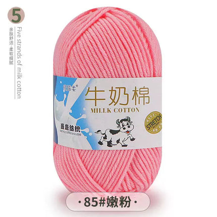 Five-Strand Milk Cotton Yarn Wholesale Medium-Thick Yarn Crochet Doll Shoes Scarf DIY Knitting Material Kit Crochet