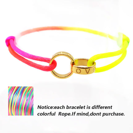 Cross-border supply Foreign Trade hand-woven couple stainless steel bracelet love double ring bracelet adjustable bracelet