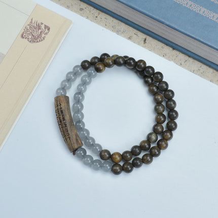 Shen Guibao Chen Xiang 8mm Double Ring Half Bracelet Barrel Bead Bracelet Five Sutra String Beads Niche Wen Play Jewelry Wholesale