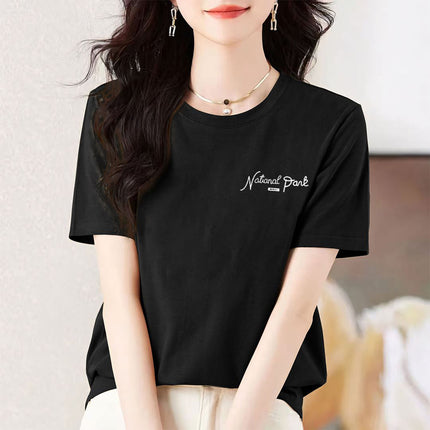 pea green Cotton Short-sleeved T-shirt Women's Colorful Multi-color Optional Summer New All-match Age-reducing Western-style Loose Top