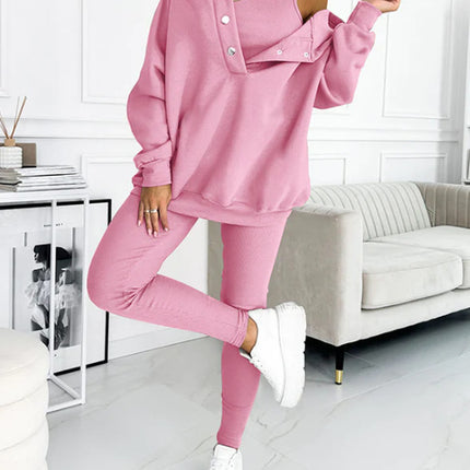 Amazon Hot Products Women's Sports Casual Hooded Sweater Thickened Thread Slim Vest Pants Three-Piece Set