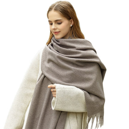 Wool Cashmere Scarf for Women, Winter Warm Solid Color Scarf, Autumn and Winter Versatile Women's Shawl Scarf, Korean Style Atmosphere