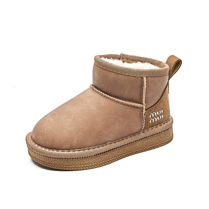 2025 Winter Children's Snow Boots Low Barrel Slip-on Cotton Shoes Thickened Large Cotton Warm Shoes for Boys and Girls Large Children's Shoes
