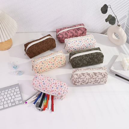2025 New Small Floral Pencil Bag, Simple and High-Looking Student Stationery Bag, Large Capacity Pencil Bag, Makeup Storage Bag