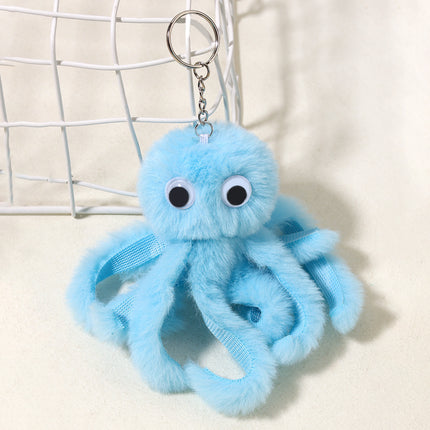 New creative octopus fur ball keychain cute octopus marine life plush doll bag hanging accessories