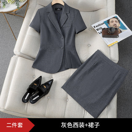 Formal wear women's suit suit fashionable elegant high-end business wear goddess style summer suit hotel front desk work clothes
