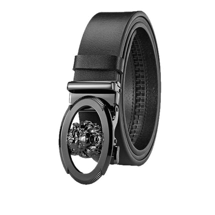 Men's Genuine Leather Belt with Alloy Automatic Buckle, High-End Cowhide Belt, Men's Accessory, Pants Belt, Cross-Border Trade