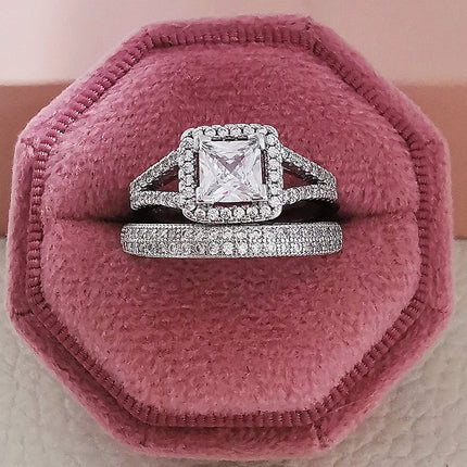 Chinese Valentine's Day Rectangular Full Diamond Wedding Banquet Couple Wedding Ring Combination Ring Ebay Exaggerated R1405-779A