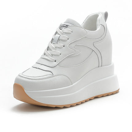 Trendy Sunday 2025 Autumn New Single Shoes Wholesale Thick-Soled Platform Inner Heightening Casual White Shoes Women's Shoes