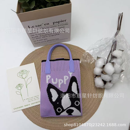 Girl's Heart-Shaped Knitted Crossbody Bag