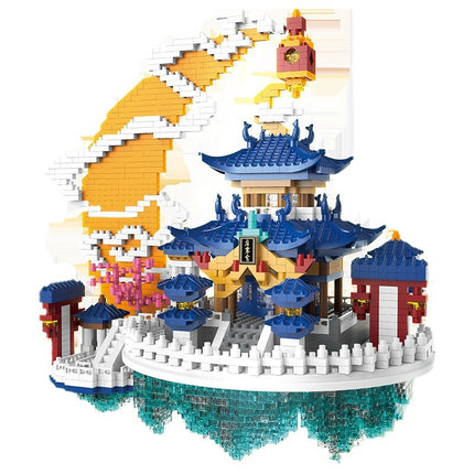 Compatible with Lego Guanghan Palace Building Blocks Puzzle Microparticles Peach Blossom Pool Chinese Style Building Assembled Creative Toys Wholesale