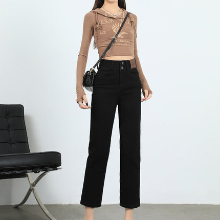 2025 Spring Retro Narrow Wide Leg Jeans Women's New High Waist Pear-Shaped Figure Drop Straight Pants