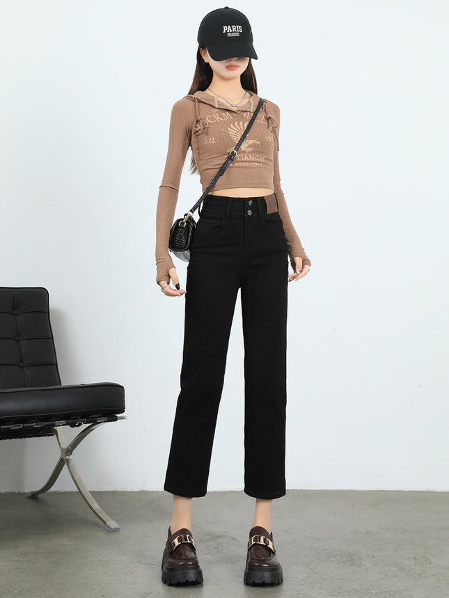 2025 Spring Retro Narrow Wide Leg Jeans Women's New High Waist Pear-Shaped Figure Drop Straight Pants