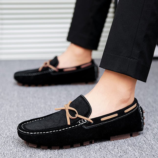 Foreign Trade Hot-Selling Summer New Products Lazy Soft-Soled Slip-On Beanie Shoes Men's Suede Leather Driving Casual Shoes