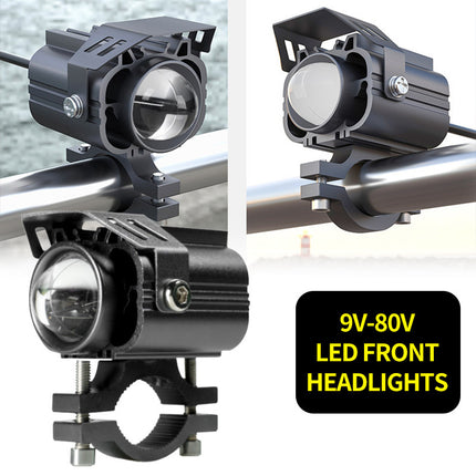 Cross-Border Motorcycle Led White and Yellow Double Low Beam Big Face Cat External Electric Vehicle Spotlight Headlight Modification