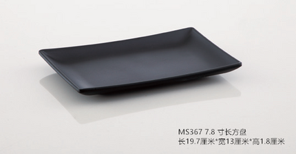 Rectangular plate melamine tableware plastic black Frosted Hot Pot Restaurant creative Japanese and Korean sushi barbecue skewers meat plate