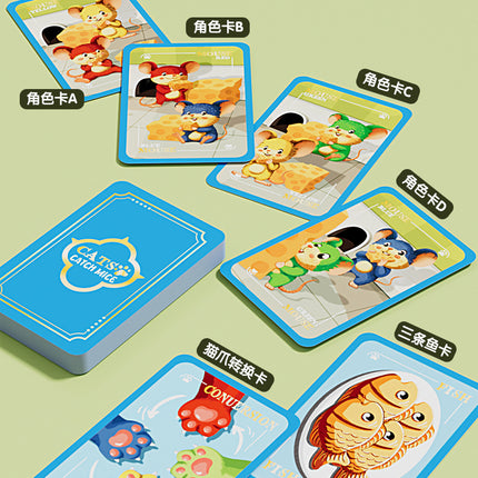 Cat and Mouse Puzzle Board Game, Focus Training, Parent-Child Interaction, Reaction Game, Toy Cards for Ages 3-6