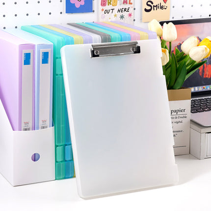 A4 File Box File Test Paper Storage File Box Multifunctional File Box Plastic Transparent Single Force Flat Folder
