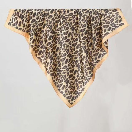 Korean Cashew Silk Scarf Women's Square Scarf Leopard Print Silk Scarf Imitation Silk Scarf Elegant Fashion Four Seasons Cross-Border Printed Scarf