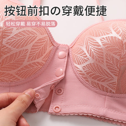 Cross-Border Large Size Middle-Aged Mother's Front Button Bra Push-Up Breathable and Comfortable Breast-Retracting Bra Without Rims