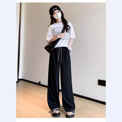 Cross-border Japanese and Korean-style Casual Pants Women's Summer High Waist Machete Pants Slimming Sag Wide Leg Pants Spring and Autumn Loose Mop Pants