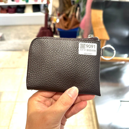 First-Layer Cowhide Zipper Coin Purse Bank Card Coin Small Leather Bag with Key Ring Mini Genuine Leather Coin Purse Wholesale