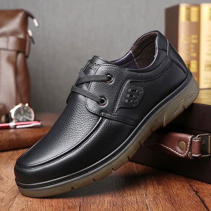 Men's Leather Shoes, Genuine Leather, Business Casual, Versatile, Breathable, Middle-Aged and Elderly Dad's Leather Shoes, Tendon Sole Slip-Ons
