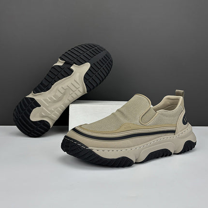 Summer Men's Shoes Breathable Mesh Lazy Slip-on Thick-soled Lightweight Trendy All-match Wide-head Men's Casual Shoes