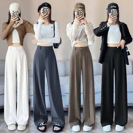 2026 Autumn/Winter High-End Draped Suit Wide-Leg Pants for Women, High-Waisted Slimming Narrow Casual Straight-Leg Pants