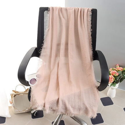 New Spring and Summer Fashion Cotton and Linen Solid Color Headscarf Beach Towel Sun Protection Large Size Silk Scarf Shawl for Women