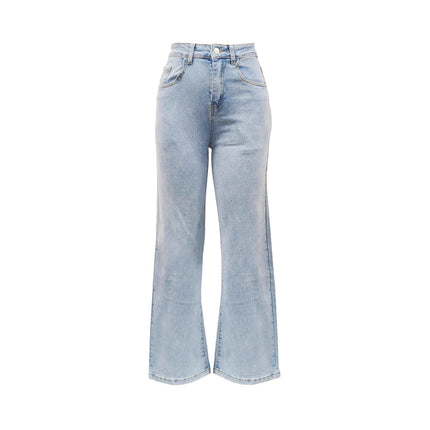 Manufacturer's Supply Tiktok Pop In-Stock Wholesale Large Size Women's Jeans Elastic Mid-Waist Narrow Wide-Leg Pants