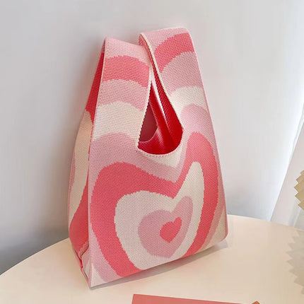 New Ins Bag Knitted Handbag Large Capacity Bucket Bag Versatile Daily Work Clothing Tote Bag Female Souvenir