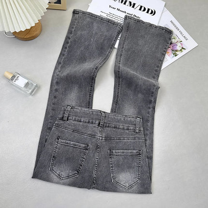 Micro Flare Jeans Women's High Waist 2024 New Spring and Autumn Tight Slimming Stretch Straight Loose Trendy Mop Pants