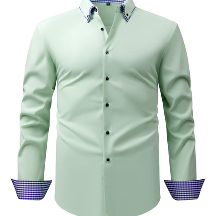 Men's Light Business Casual Shirt Mustard Yellow Square Cross-Border