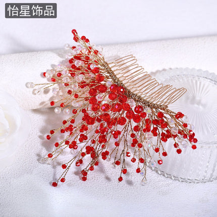 Yixing European and American Cross-Border Hair Accessories Comb Wholesale Luxury High-End Crown Hair Accessories Heavy Handmade Forest Hair Crown A326